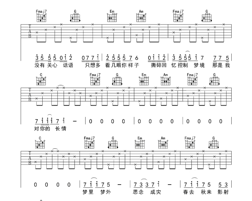 《梦里梦外吉他谱》_Jam_C调 图5