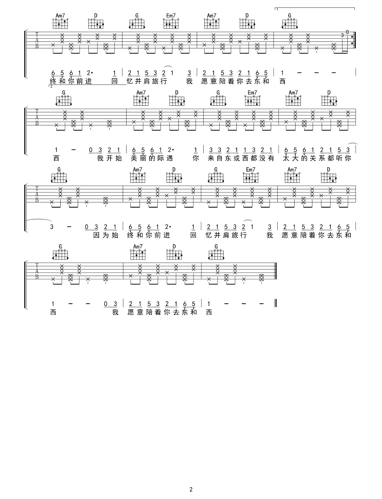 《东西吉他谱》_林俊呈_G调 图二