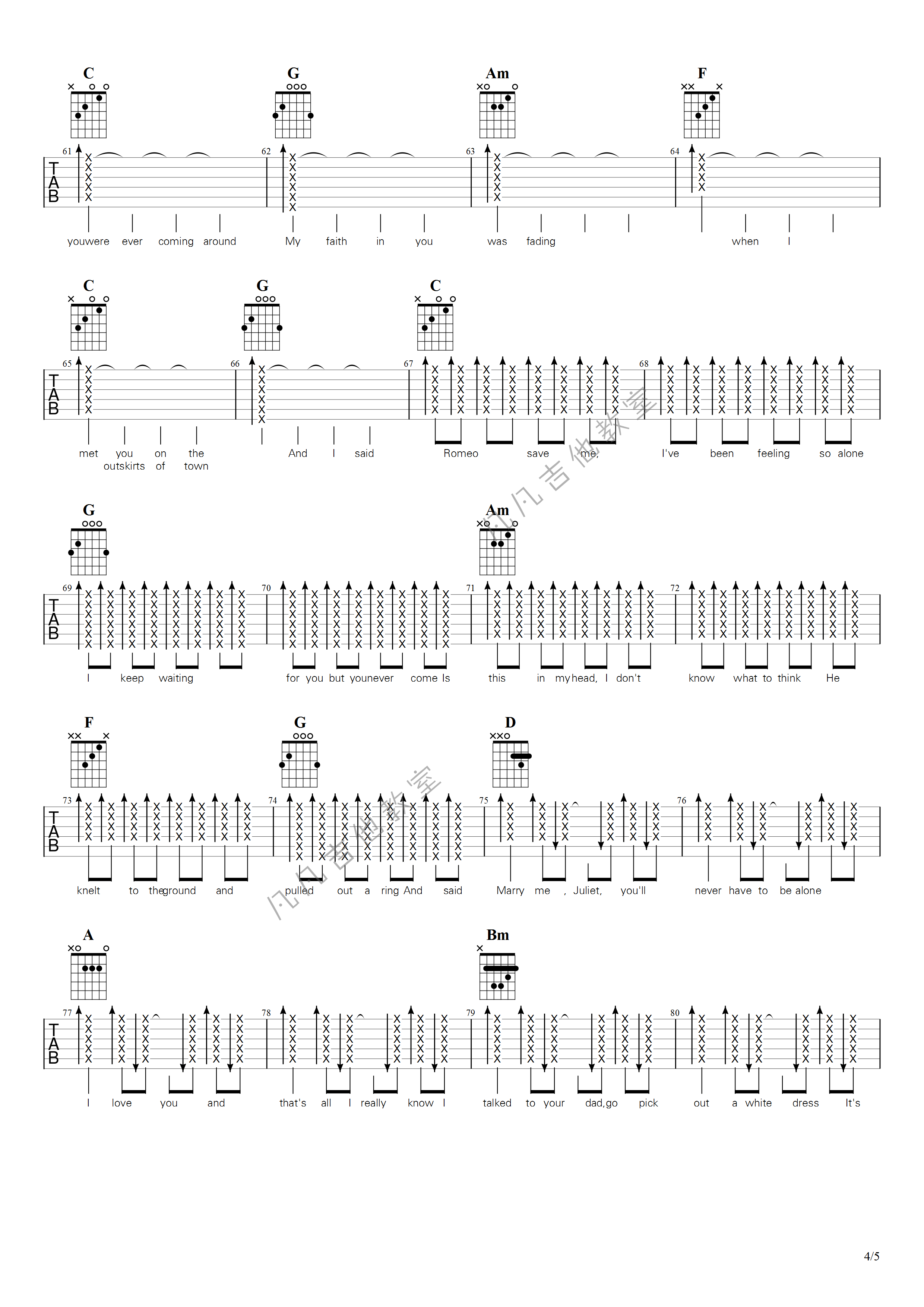 《Love Story吉他谱》_Taylor swift_C调 图四